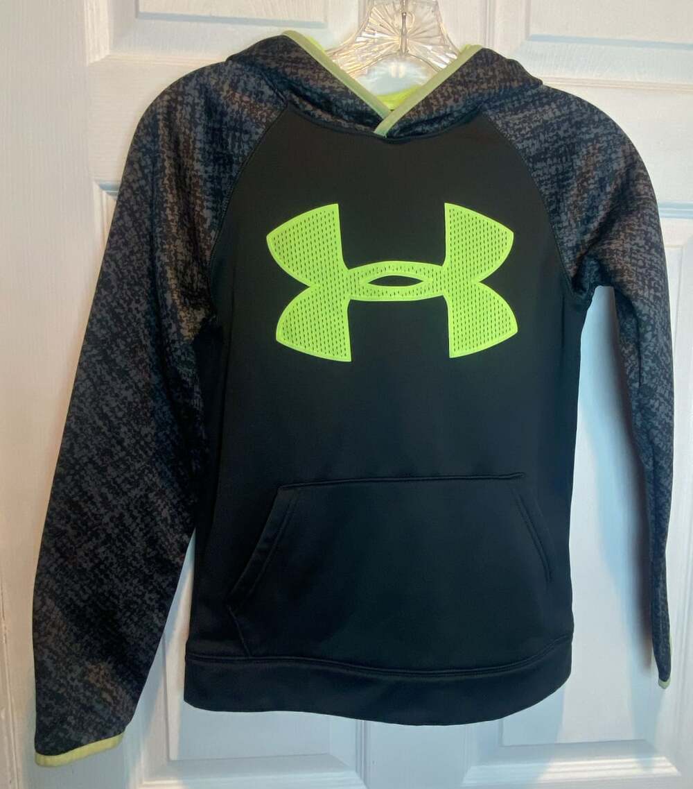 Under Armour ColdGear Hoodie Size YMD Black Green